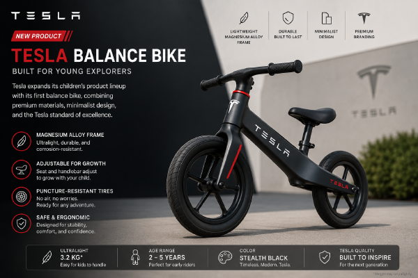 Tesla Unveils Its First Kids' Balance Bike Starting at $225